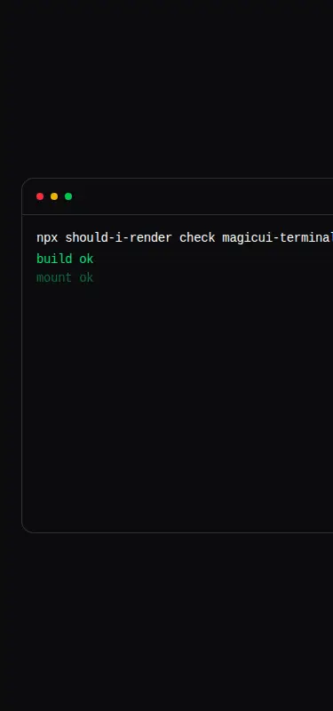 Harness screenshot of magicui-terminal at 375 pixels wide