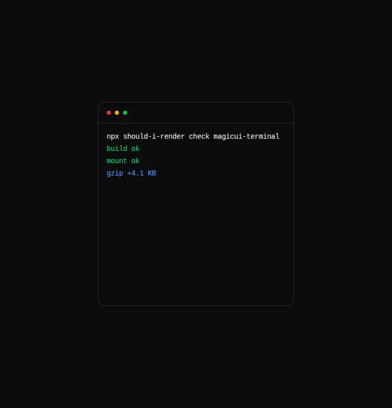 Harness screenshot of magicui-terminal at 768 pixels wide