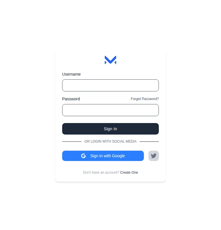 Harness screenshot of meraki-auth-sign-in-card-with-social-media-links at 768 pixels wide