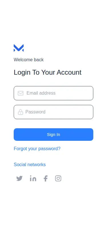 Harness screenshot of meraki-auth-sign-in-page-with-socail-media-links at 375 pixels wide