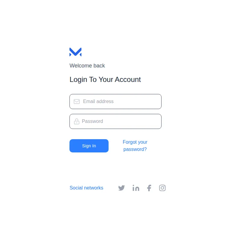 Harness screenshot of meraki-auth-sign-in-page-with-socail-media-links at 768 pixels wide