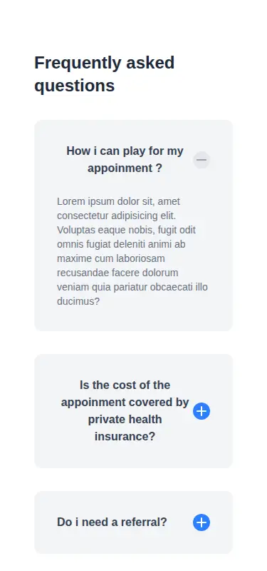 Harness screenshot of meraki-faq-cards at 375 pixels wide