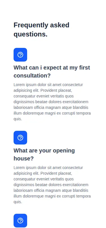 Harness screenshot of meraki-faq-grid at 375 pixels wide