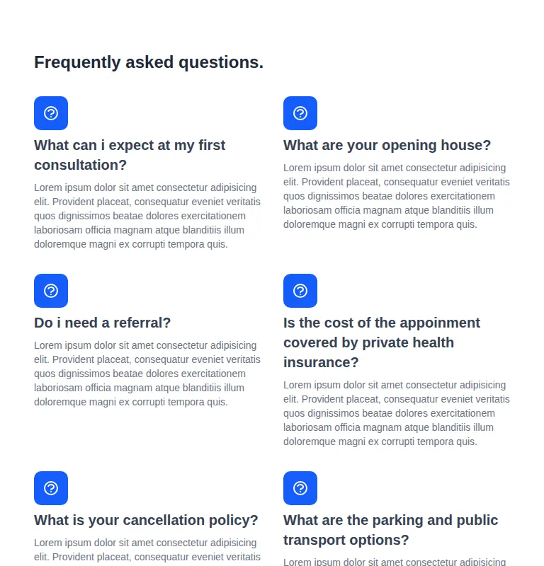 Harness screenshot of meraki-faq-grid at 768 pixels wide