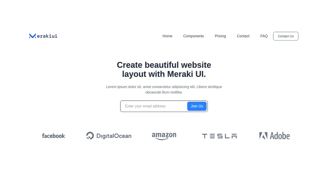 Harness screenshot of meraki-hero-center-content-with-trusted-by at 1440 pixels wide