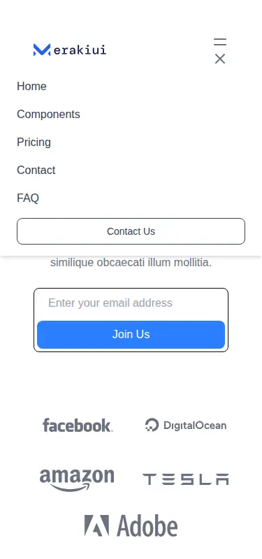 Harness screenshot of meraki-hero-center-content-with-trusted-by at 375 pixels wide