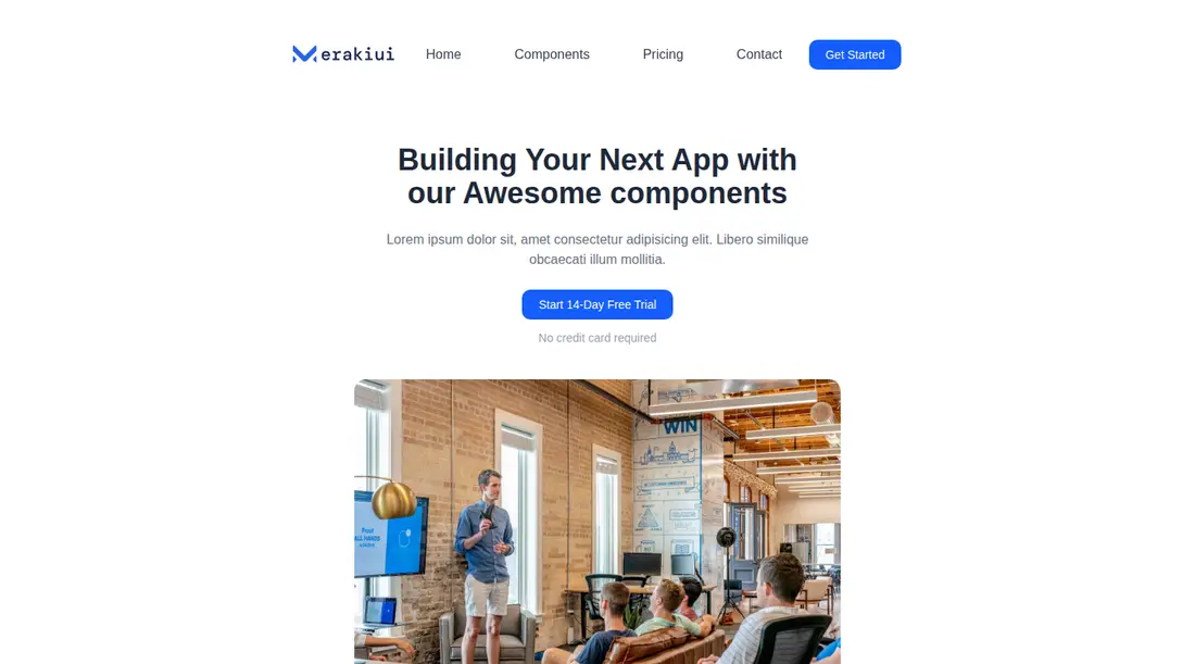 Harness screenshot of meraki-hero-center-content at 1440 pixels wide