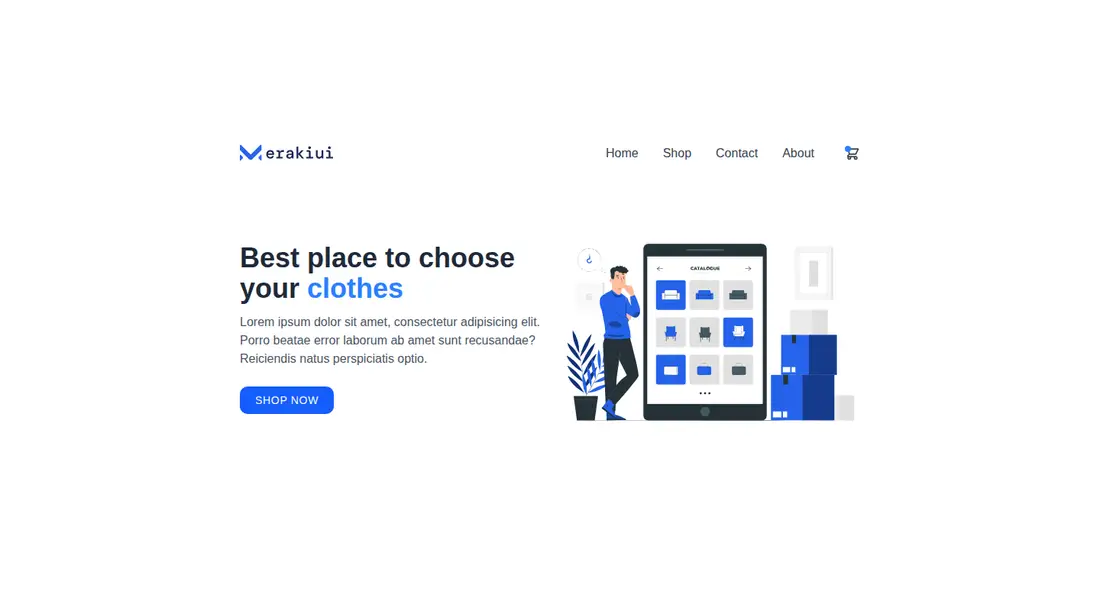 Harness screenshot of meraki-hero-e-commerce at 1440 pixels wide