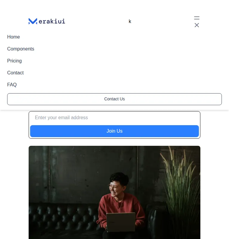 Harness screenshot of meraki-hero-image-with-newsletter at 768 pixels wide
