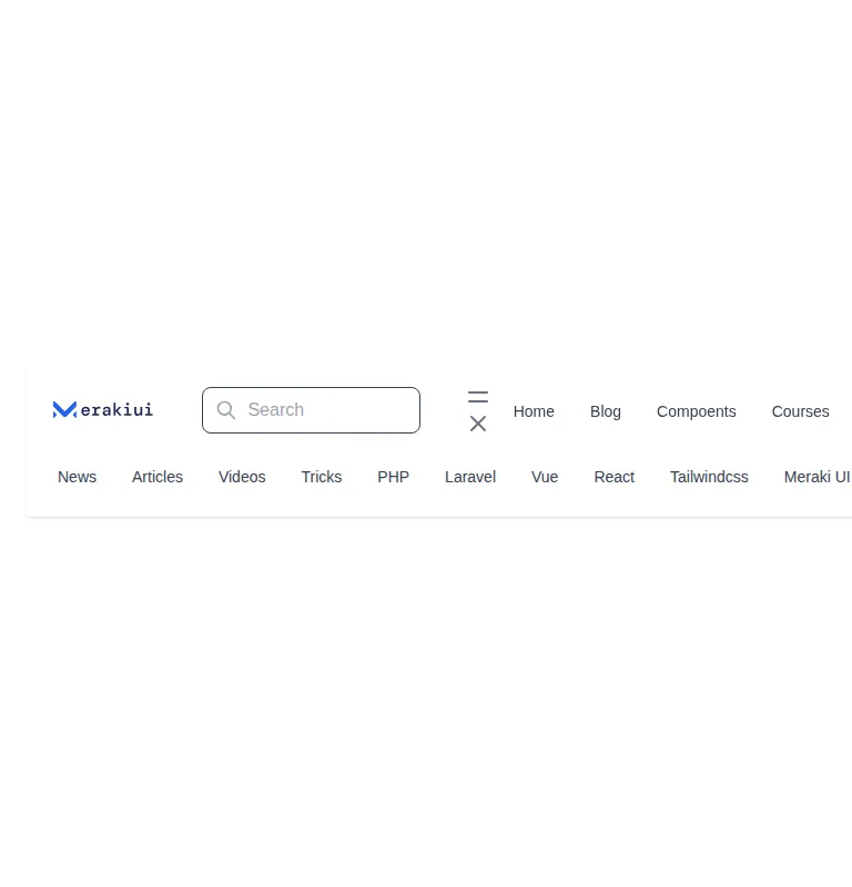 Harness screenshot of meraki-navbar-categories at 768 pixels wide