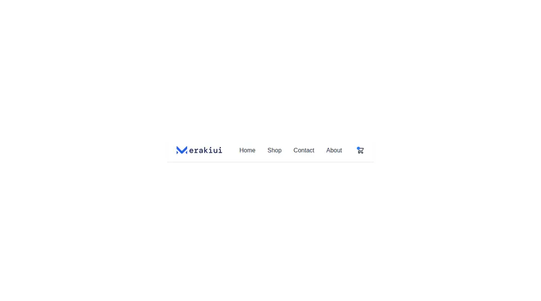 Harness screenshot of meraki-navbar-e-commerce at 1440 pixels wide