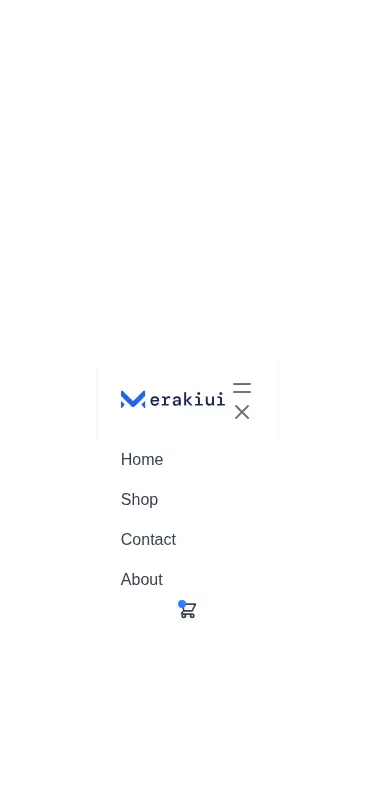 Harness screenshot of meraki-navbar-e-commerce at 375 pixels wide