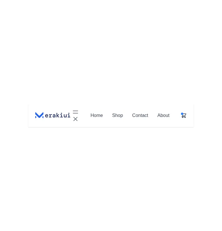 Harness screenshot of meraki-navbar-e-commerce at 768 pixels wide