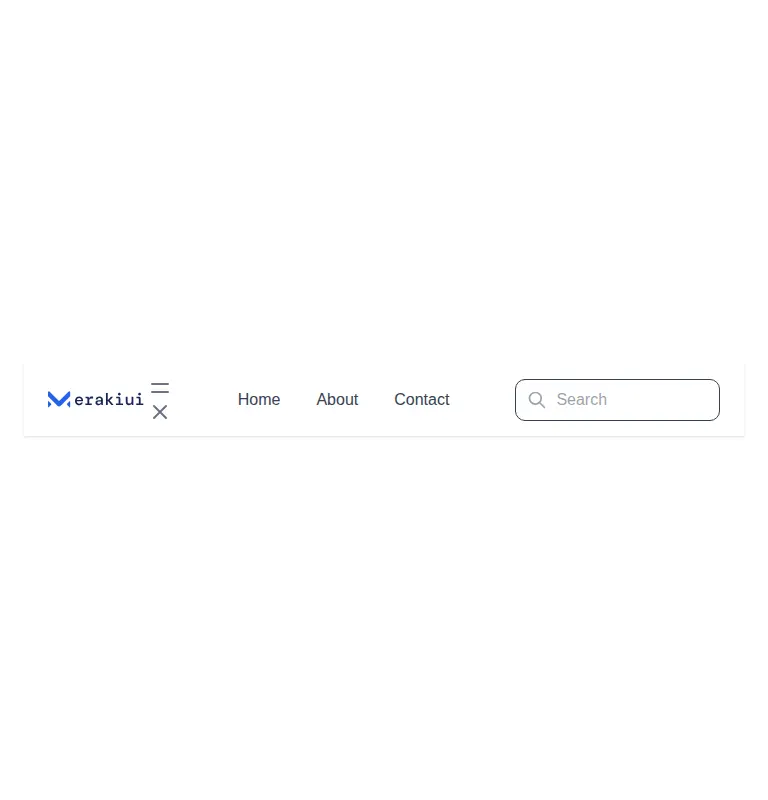 Harness screenshot of meraki-navbar-search at 768 pixels wide
