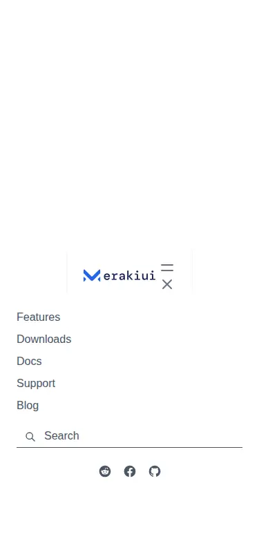 Harness screenshot of meraki-navbar-social-media-links at 375 pixels wide