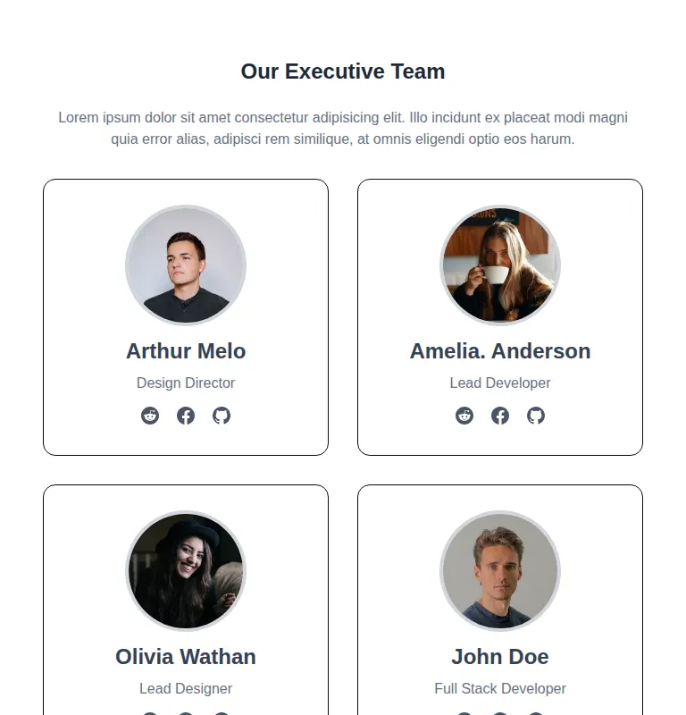 Harness screenshot of meraki-team-cards at 768 pixels wide