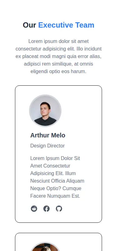 Harness screenshot of meraki-team-cards2x2 at 375 pixels wide