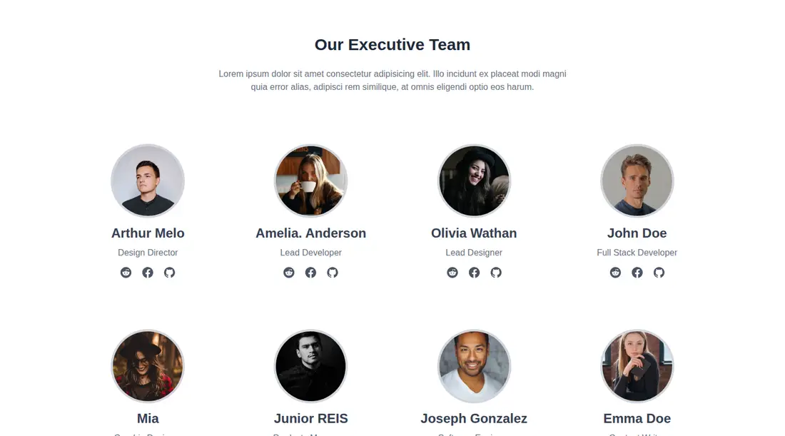 Harness screenshot of meraki-team-grid-list at 1440 pixels wide