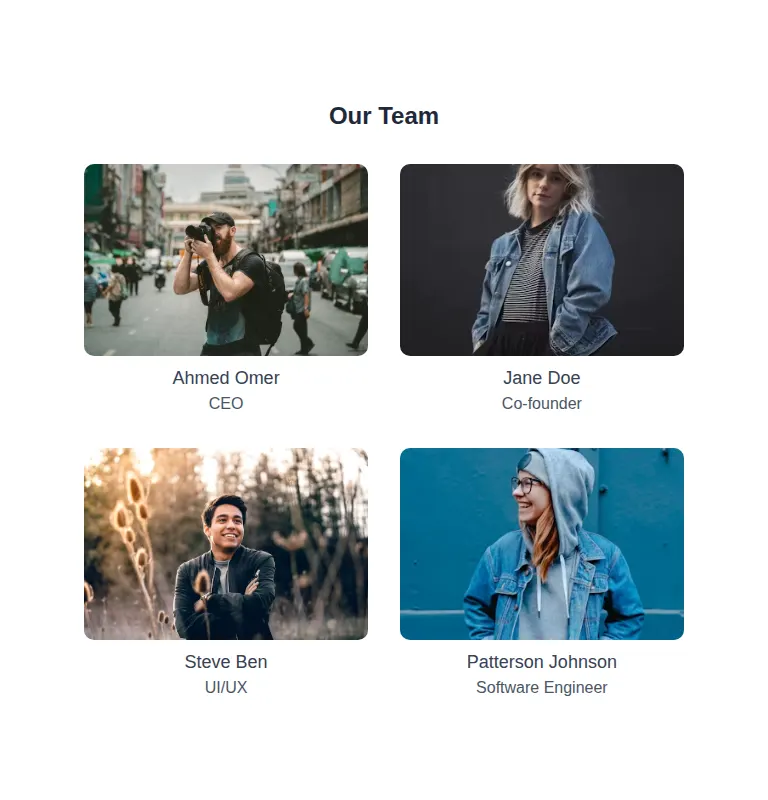 Harness screenshot of meraki-team-simple at 768 pixels wide