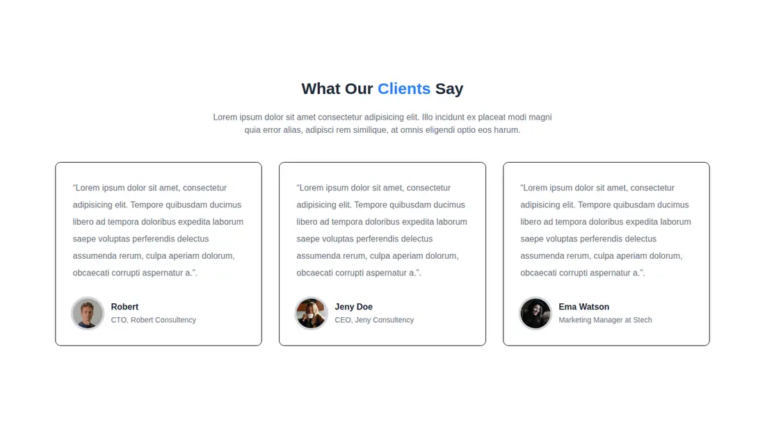 Harness screenshot of meraki-testimonials-centered at 1440 pixels wide