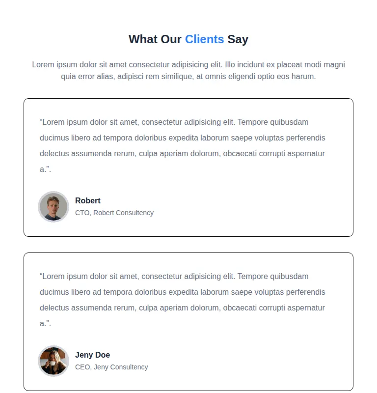 Harness screenshot of meraki-testimonials-centered at 768 pixels wide