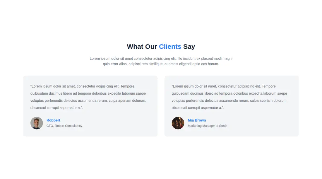 Harness screenshot of meraki-testimonials-centered2 at 1440 pixels wide
