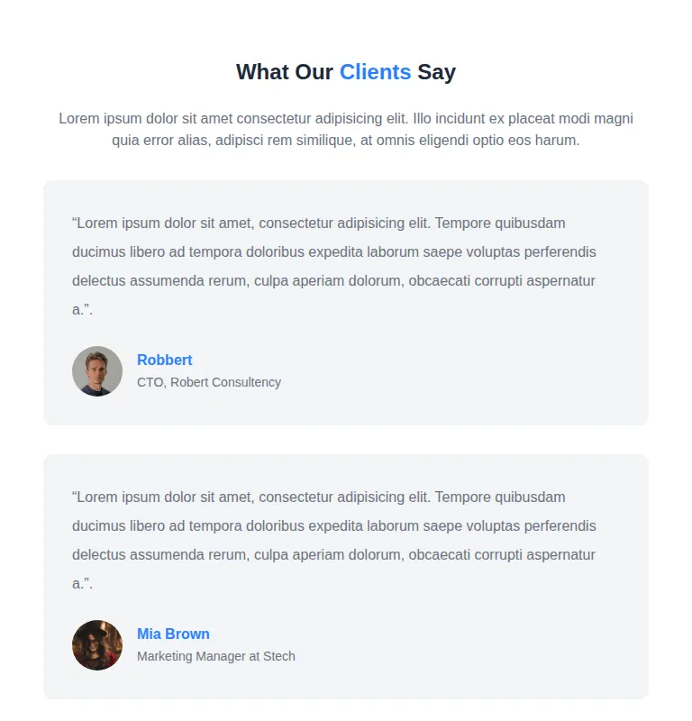 Harness screenshot of meraki-testimonials-centered2 at 768 pixels wide