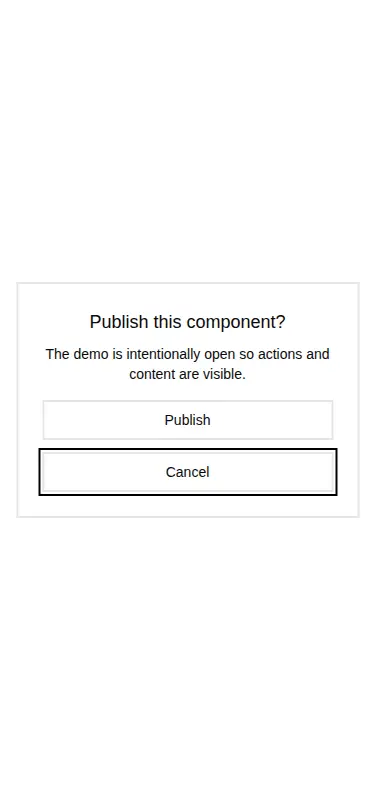 Harness screenshot of neobrutalism-alert-dialog at 375 pixels wide
