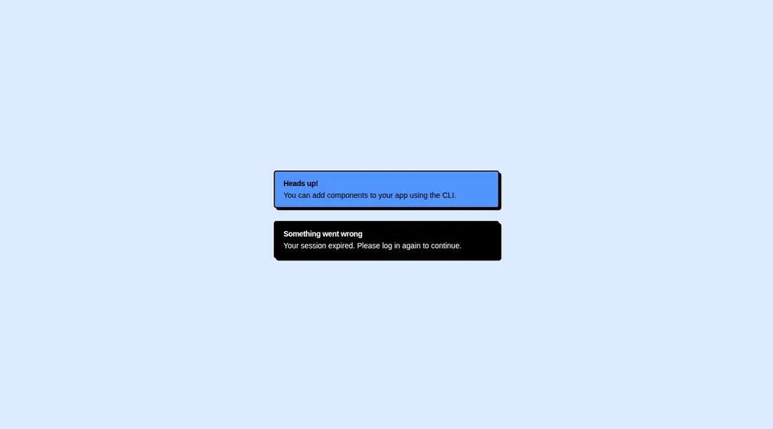 Harness screenshot of neobrutalism-alert at 1440 pixels wide
