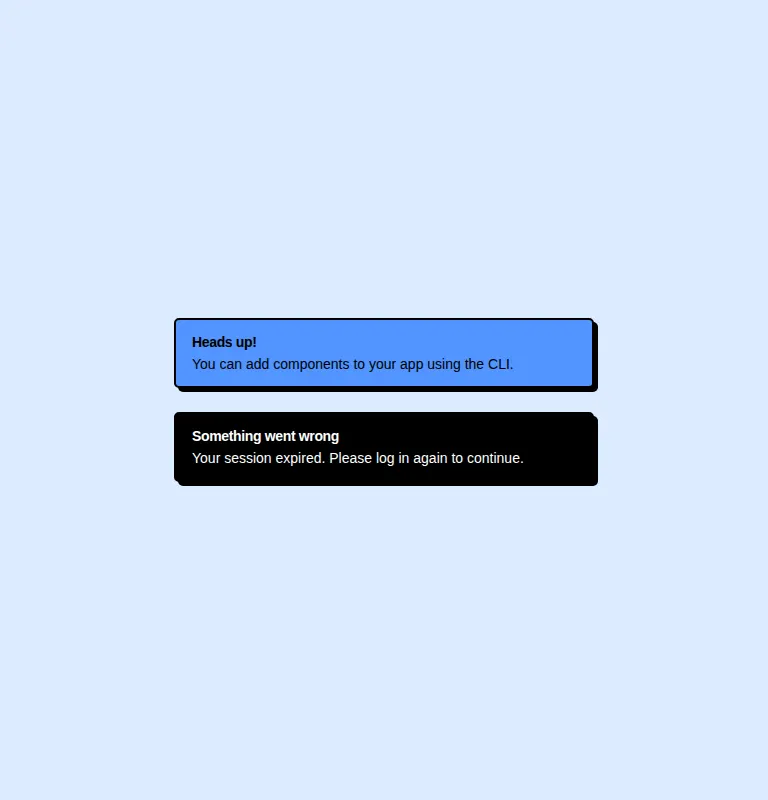 Harness screenshot of neobrutalism-alert at 768 pixels wide