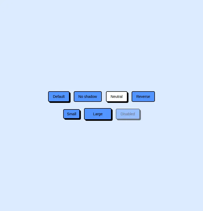 Harness screenshot of neobrutalism-button at 768 pixels wide