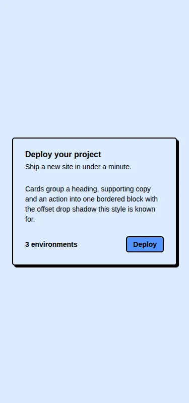 Harness screenshot of neobrutalism-card at 375 pixels wide