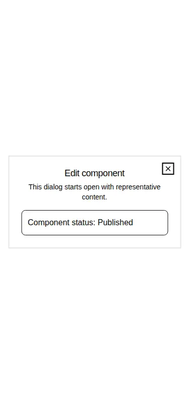 Harness screenshot of neobrutalism-dialog at 375 pixels wide