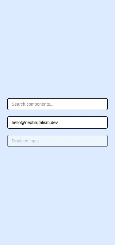 Harness screenshot of neobrutalism-input at 375 pixels wide