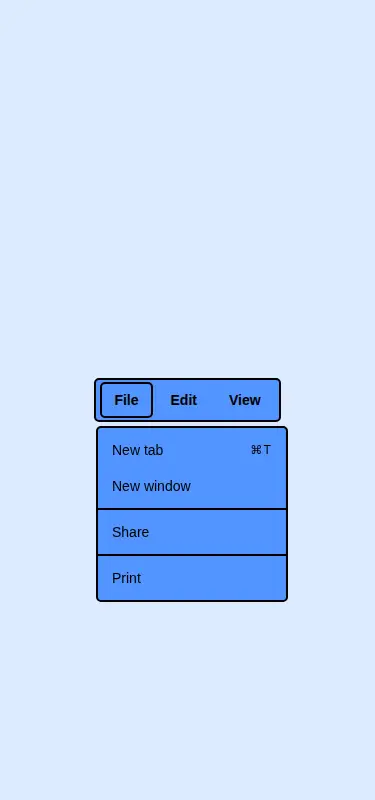 Harness screenshot of neobrutalism-menubar at 375 pixels wide