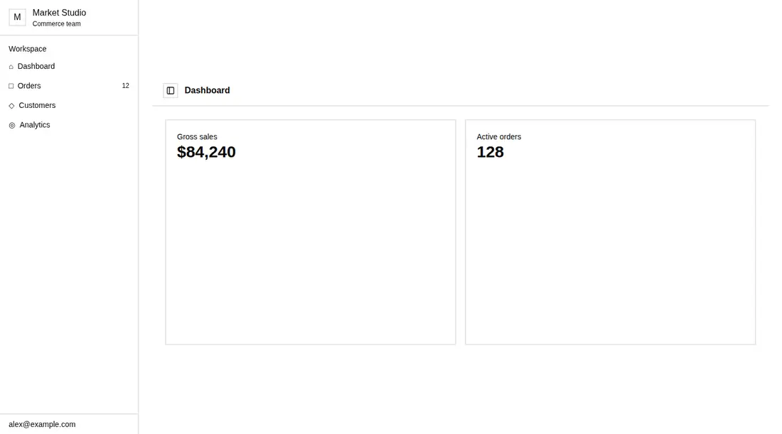 Harness screenshot of neobrutalism-sidebar at 1440 pixels wide