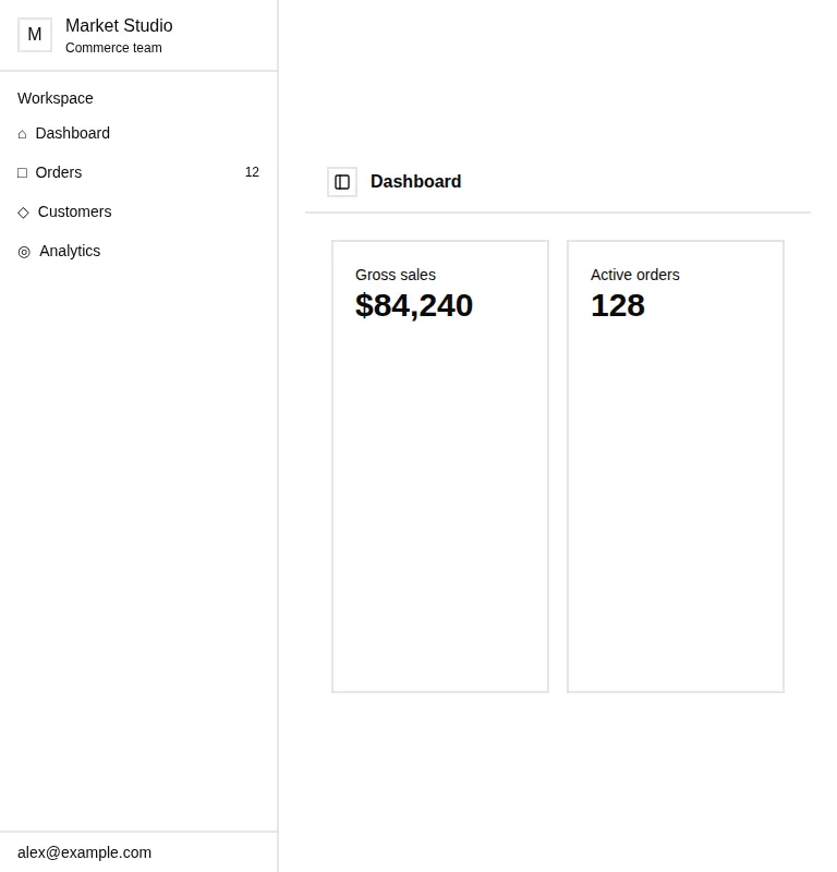 Harness screenshot of neobrutalism-sidebar at 768 pixels wide