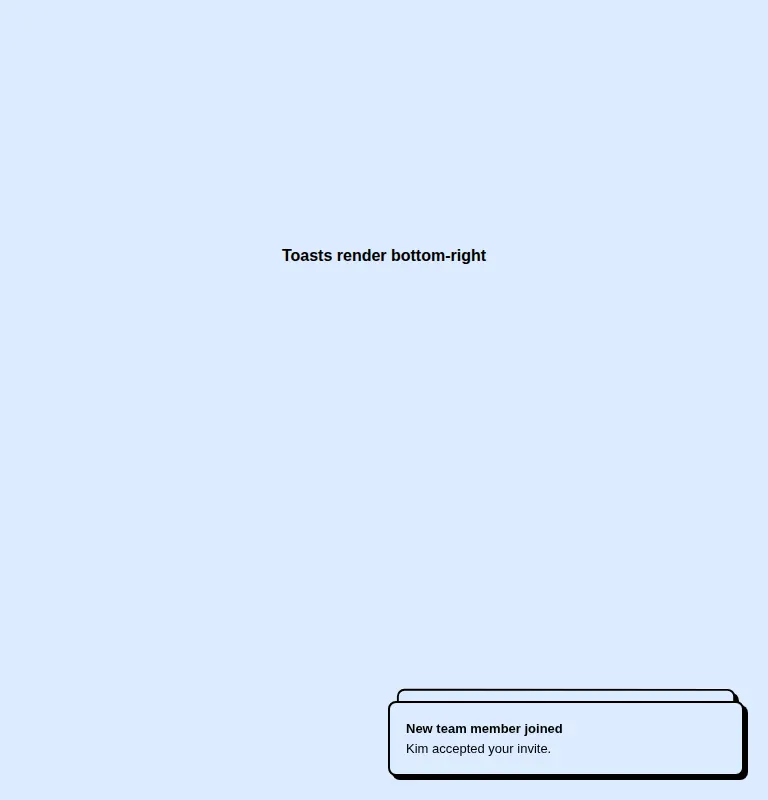 Harness screenshot of neobrutalism-sonner at 768 pixels wide