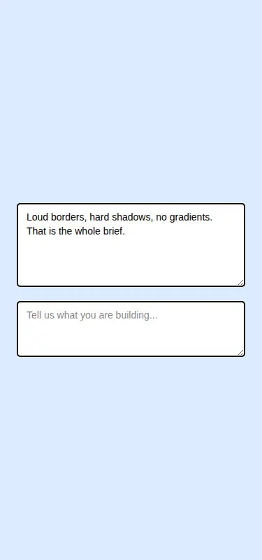 Harness screenshot of neobrutalism-textarea at 375 pixels wide