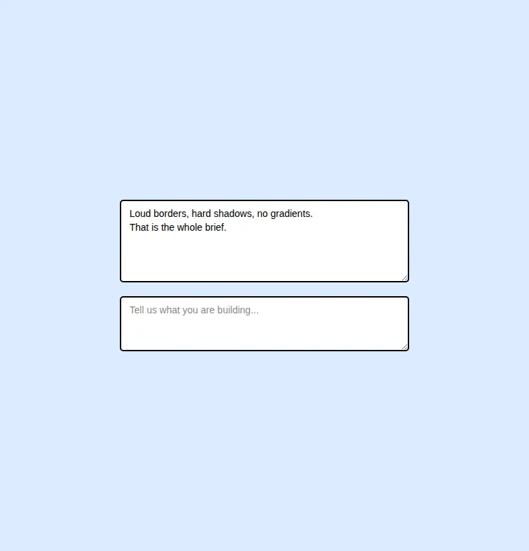 Harness screenshot of neobrutalism-textarea at 768 pixels wide