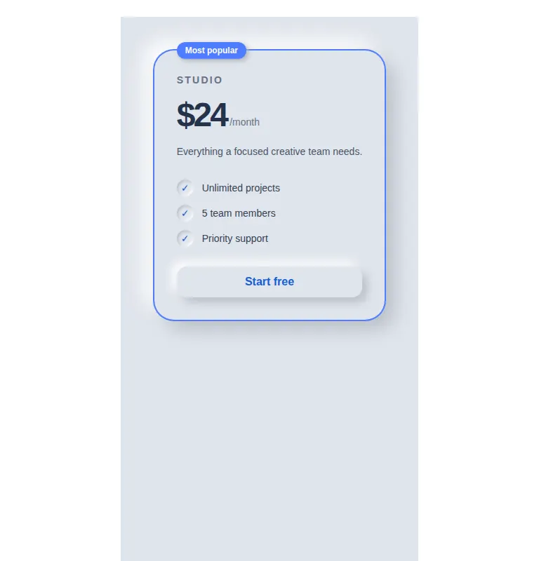 Harness screenshot of neu-pricing at 768 pixels wide