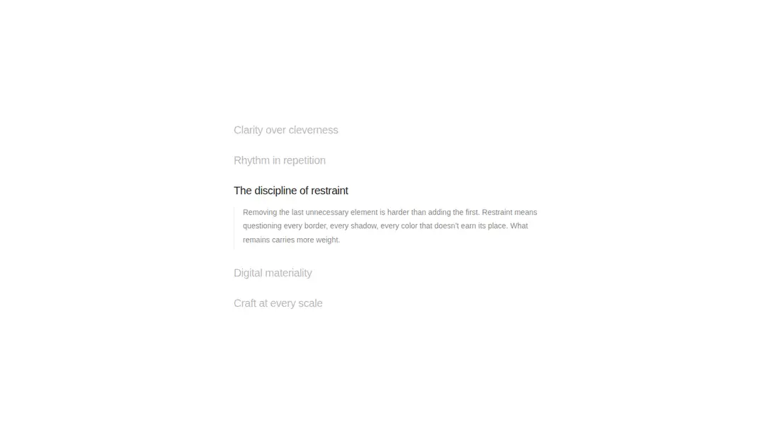 Harness screenshot of ruixen-accordion-editorial at 1440 pixels wide