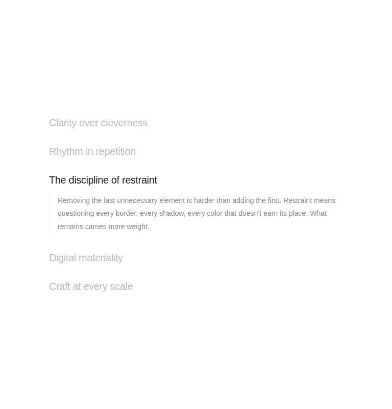Harness screenshot of ruixen-accordion-editorial at 768 pixels wide