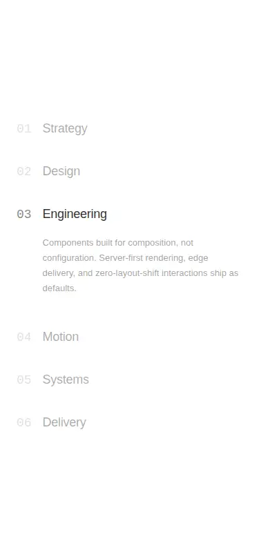 Harness screenshot of ruixen-accordion-indexed at 375 pixels wide