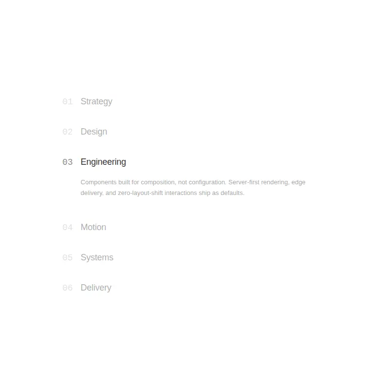 Harness screenshot of ruixen-accordion-indexed at 768 pixels wide