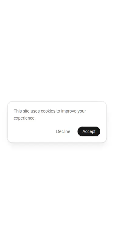 Harness screenshot of ruixen-banner-cookie at 375 pixels wide