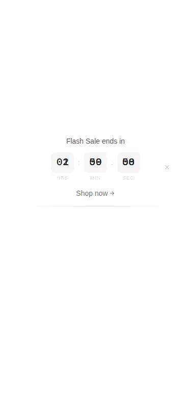Harness screenshot of ruixen-banner-countdown at 375 pixels wide