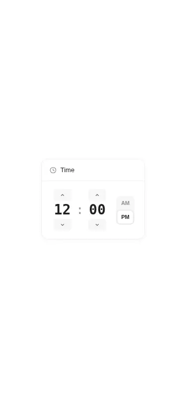 Harness screenshot of ruixen-better-time-picker at 375 pixels wide