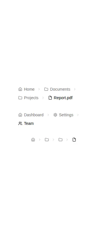 Harness screenshot of ruixen-breadcrumb-icon at 375 pixels wide