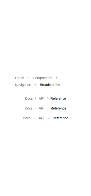 Harness screenshot of ruixen-breadcrumb-separator at 375 pixels wide